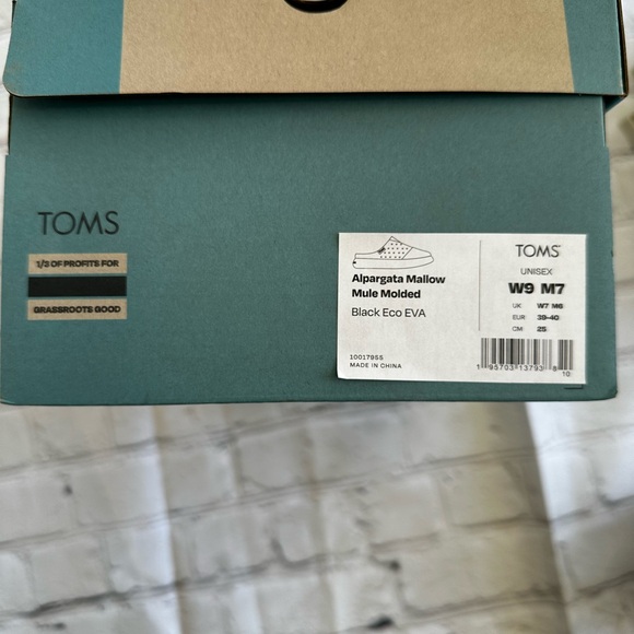 TOMS Alpargata Mallow Molded Mules Unisex Black Flats Casual Women size 9, Men 7 - Picture 5 of 7